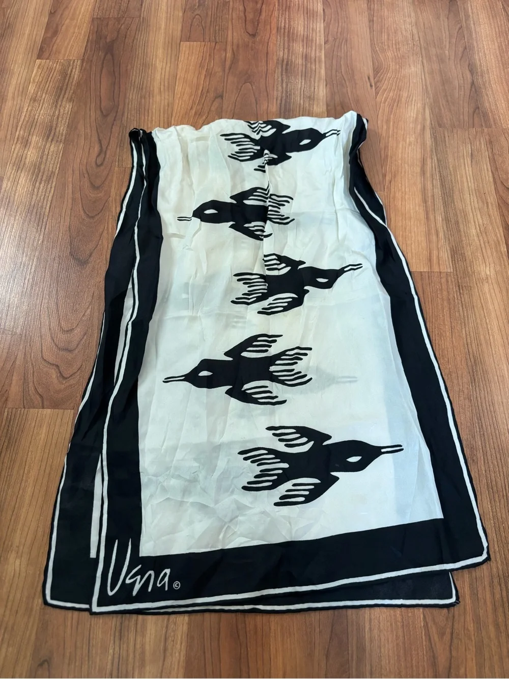 Vera Neumann Vintage Fashion Scarf with Minimalist Flying Birds Print